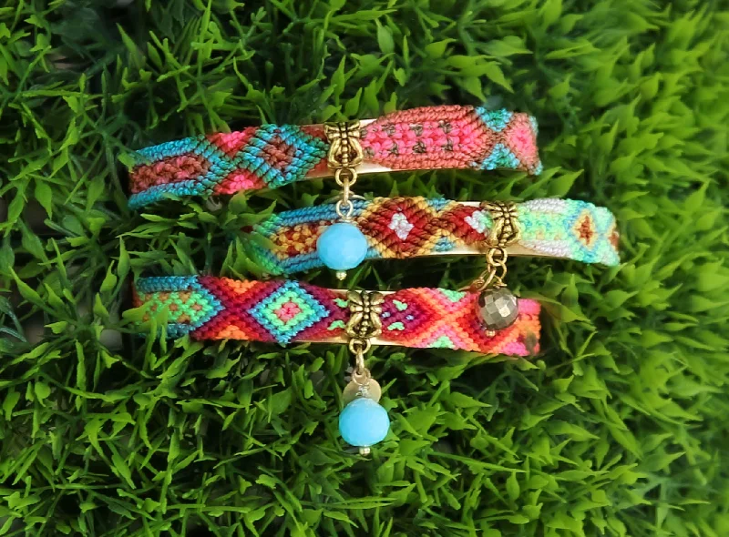 rover beaded bracelet-Friendship Bangles in Turq Multi