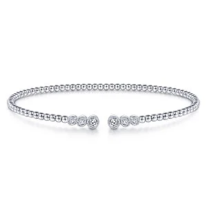 wave-shaped chain bracelet-Gabriel & Co White Bujukan Split Bangle with Diamonds