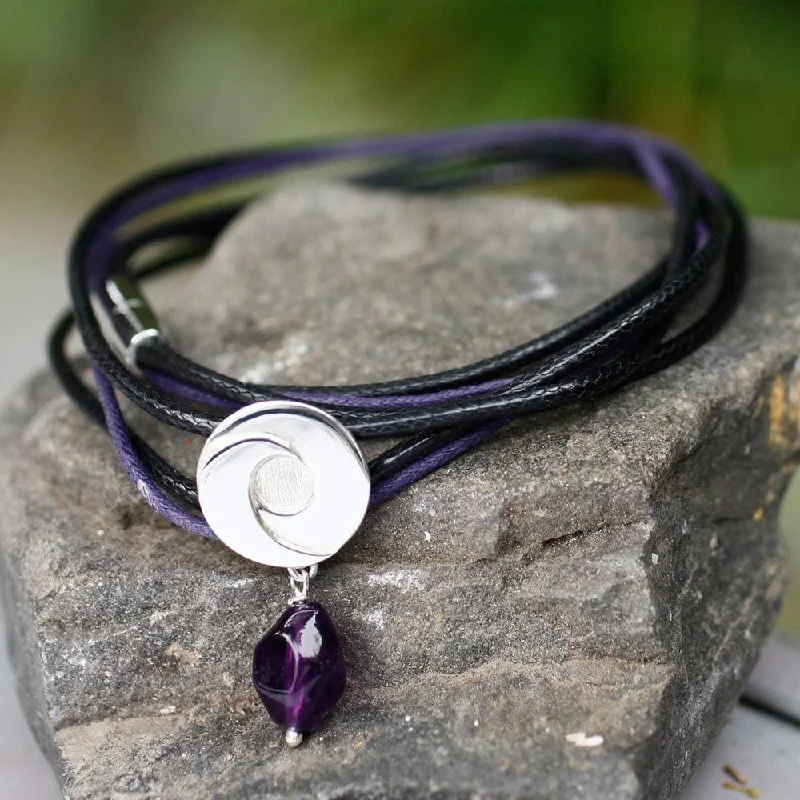 cast couple bracelet-Handmade Sterling Silver 'Integration' Amethyst Bracelet (Mexico) - Black