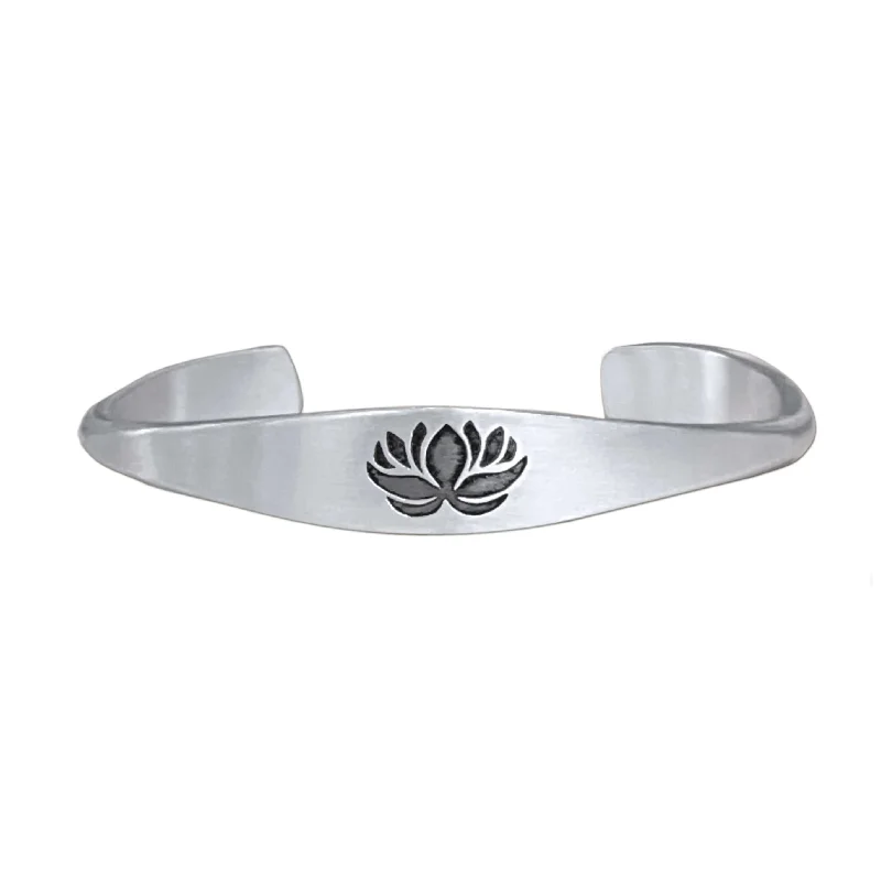 stretchable infinity bracelet-Lotus Signet Cuff Bracelet