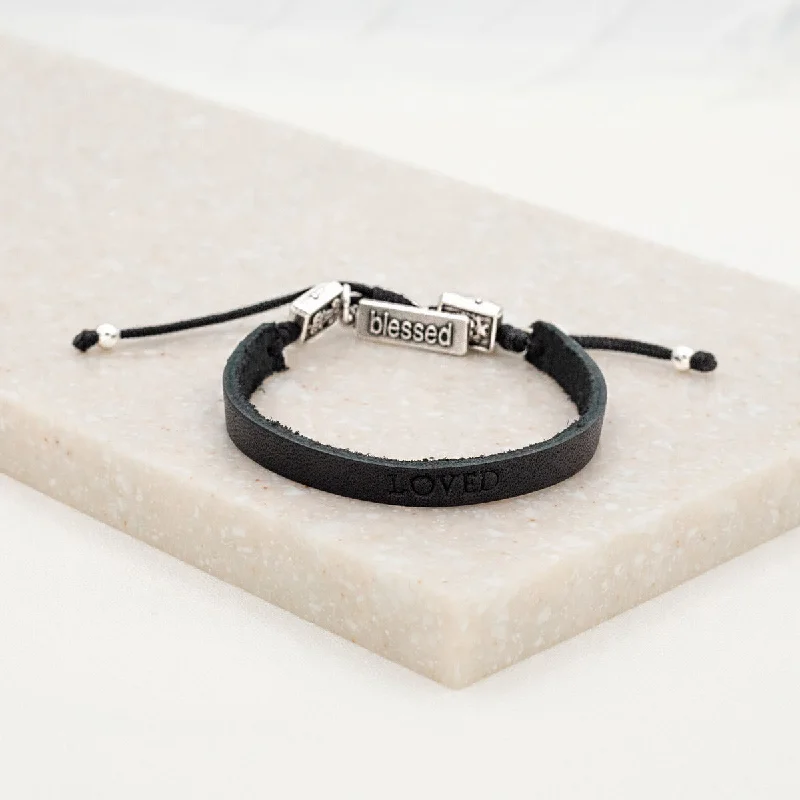 stretchable birthstone bracelet-Garment of Grace Leather Bracelet