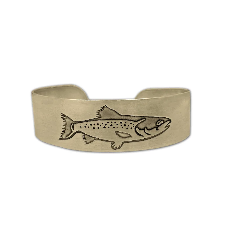 etched name bracelet-Steelhead Cuff Bracelet