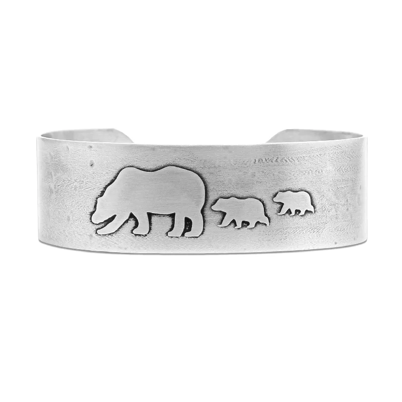 weathered silver chain bracelet-Mama and Cubs Cuff Bracelet