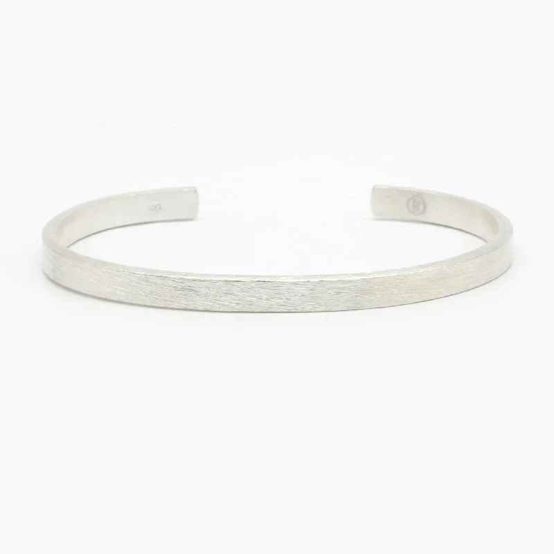 overlap chain bracelet-Maxi "Azulik" Polished Silver Bangle