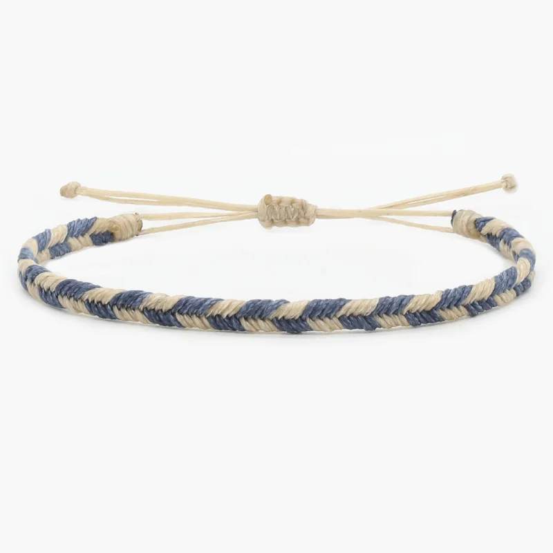 arched modern bracelet-Mini Braided "Java" Bracelet (Cream/Dusty Blue)