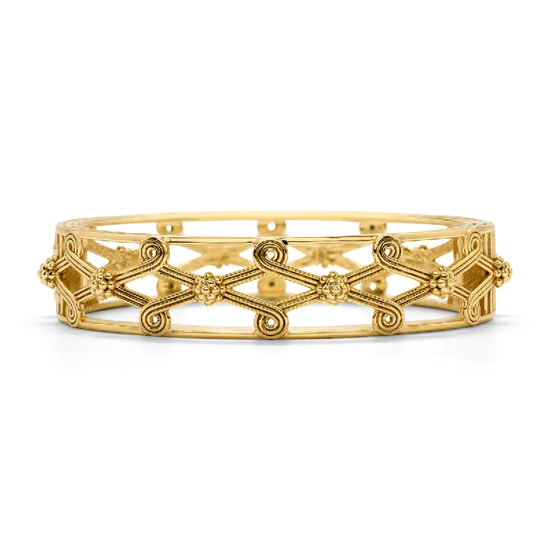 braided love bracelet-Monique Lattice Hinged Bangle - Gold