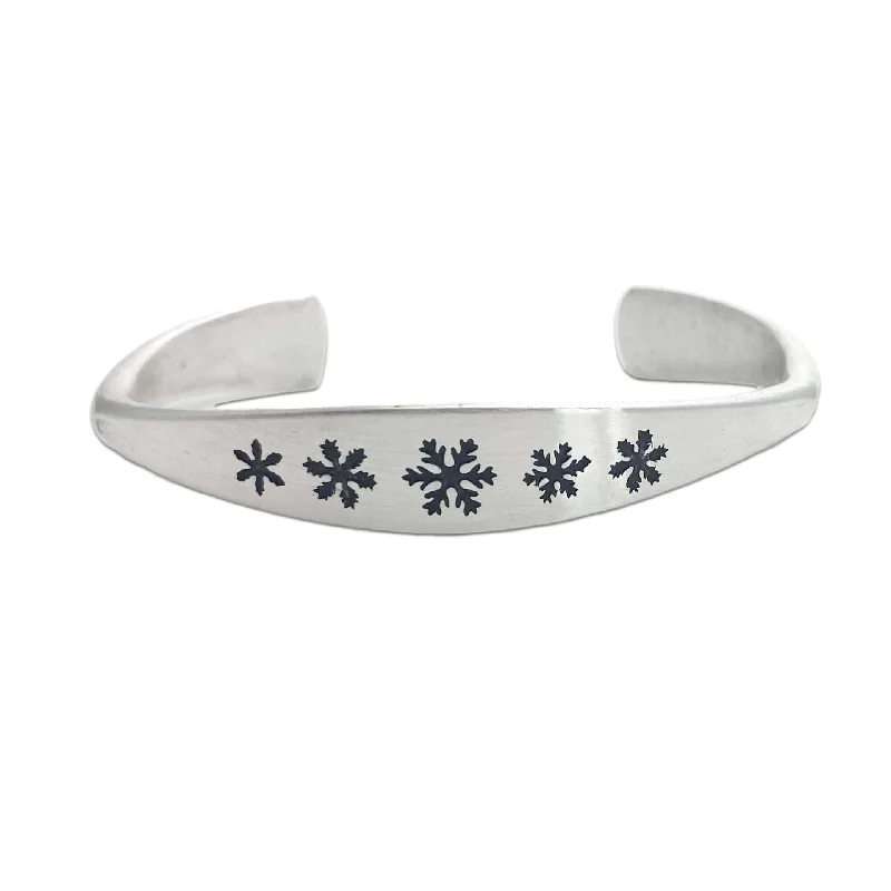 lavish silver bracelet-Powder Signet Cuff Bracelet