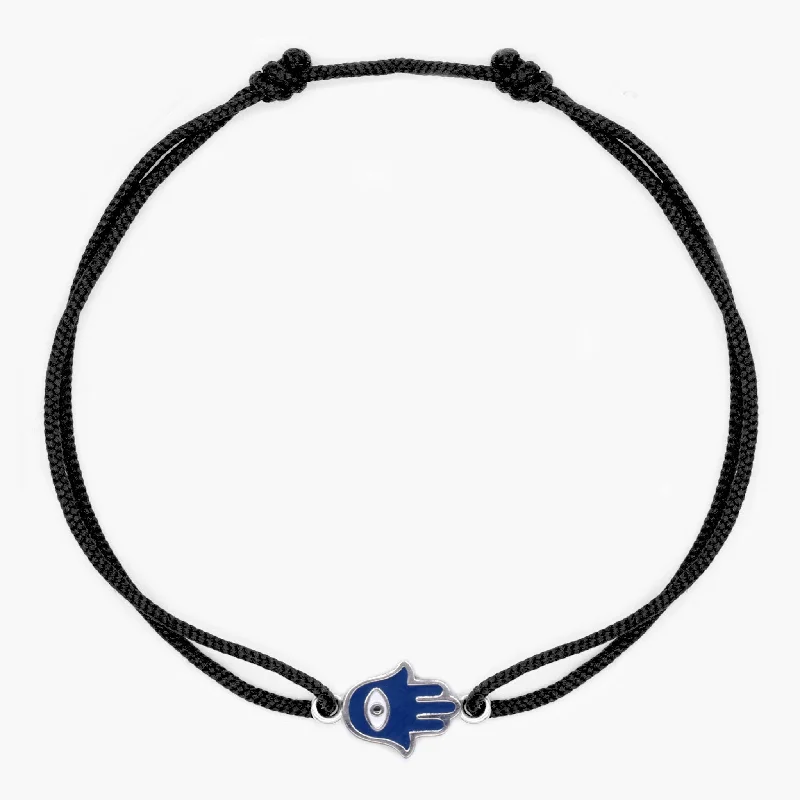 robust statement bracelet-Rope Hamsa Bracelet (Black)