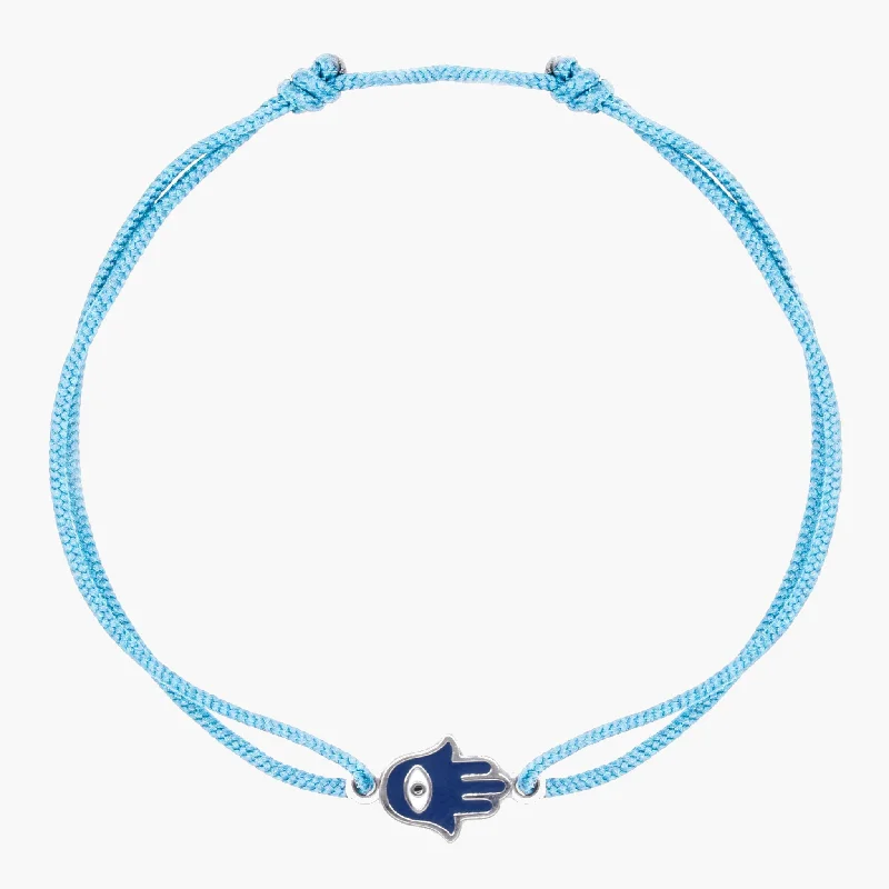 amber link bracelet-Rope Hamsa Bracelet (Light Blue)