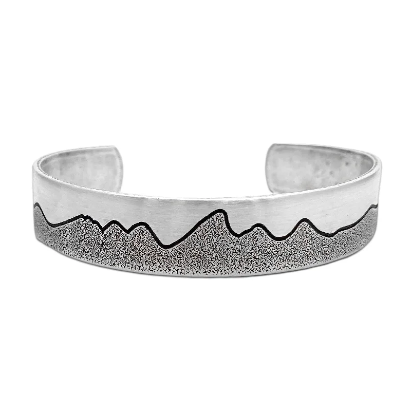 cast silver chain bracelet-Simple Tetons Cuff Bracelet