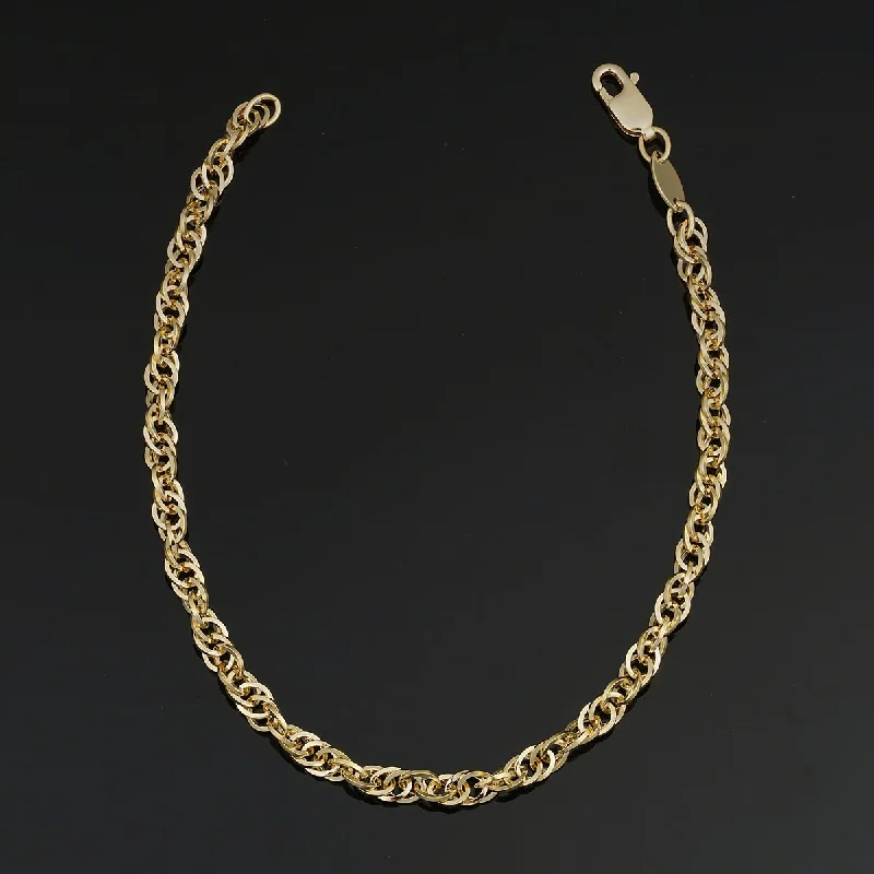 narrow couple bracelet-Solid 14k Yellow Gold Filled 3.6 millimeter Double Cable Link Chain Bracelet (7.5 inches)