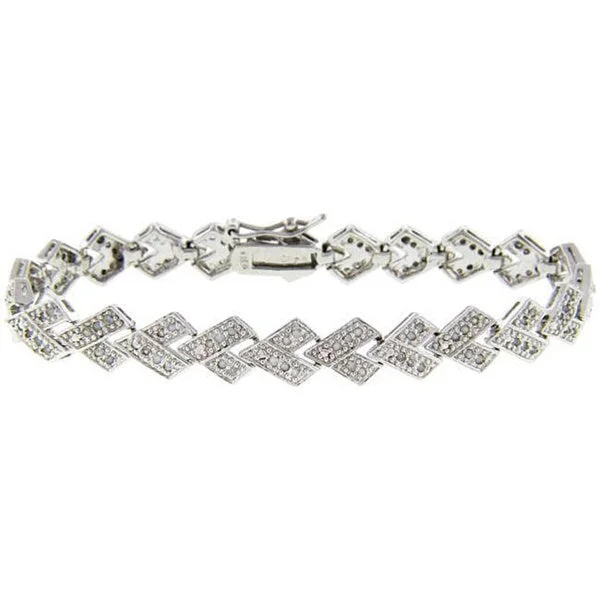 arched beaded bracelet-Sterling Silver 1ct TDW Diamond V-link Bracelet (J-K, I3)