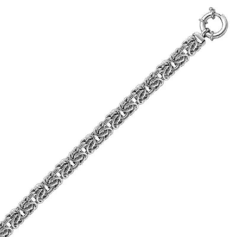 narrow cuff bracelet-Sterling Silver Rhodium Plated Byzantine Style Chain Bracelet