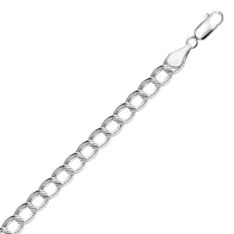 sci-fi sleek bracelet-Sterling Silver Small Ridged Circular Chain Bracelet with Rhodium Plating