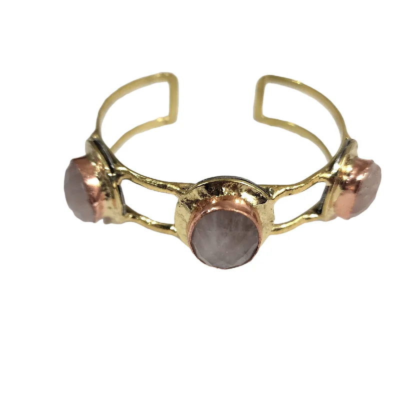 six-gem beaded bracelet-The Syd Rose Quartz Cuff