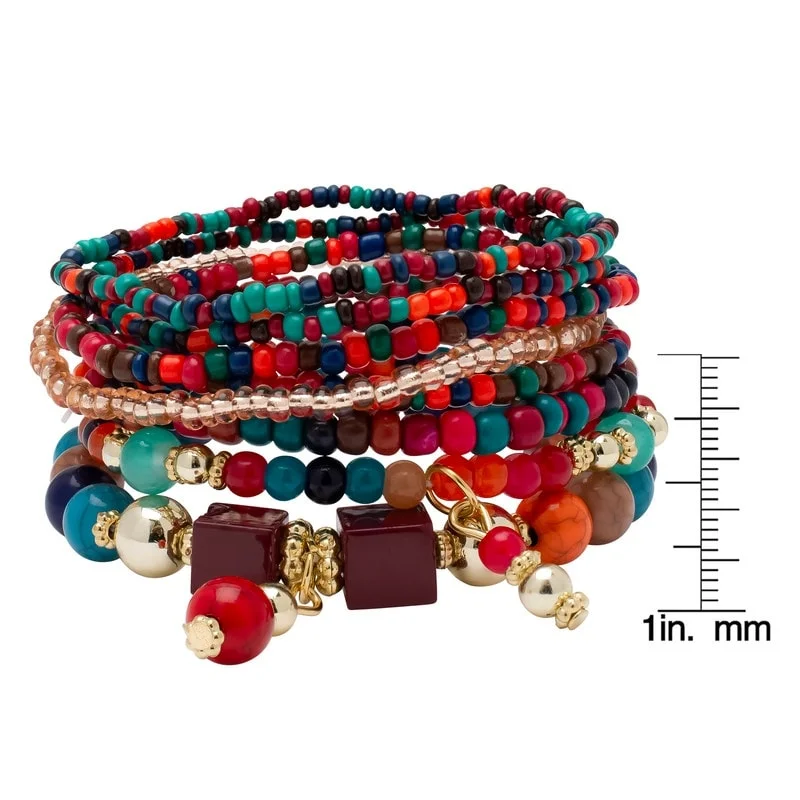 rugged turquoise bracelet-Victoria Townsend Gold Plated Multi-color Bead Layering Bracelet