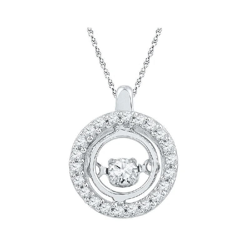 baroque amber necklace-10kt White Gold Womens Round Diamond Circle Moving Twinkle Pendant 1/4 Cttw