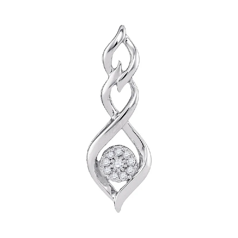 steel layered necklace-10kt White Gold Womens Round Diamond Infinity Pendant 1/10 Cttw