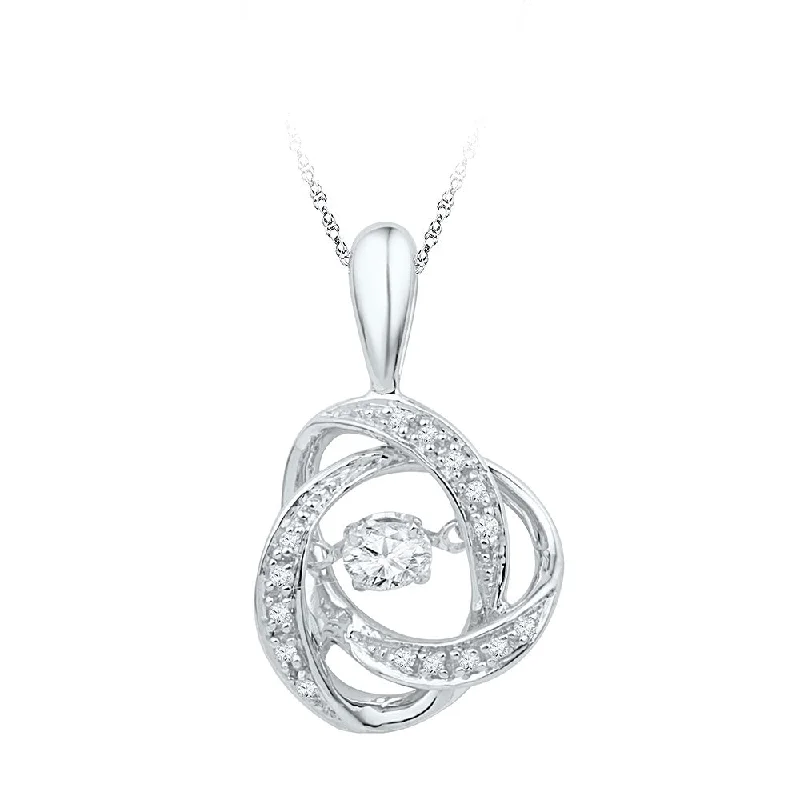 vintage-style chain necklace-10kt White Gold Womens Round Diamond Moving Twinkle Solitaire Pendant 1/6 Cttw