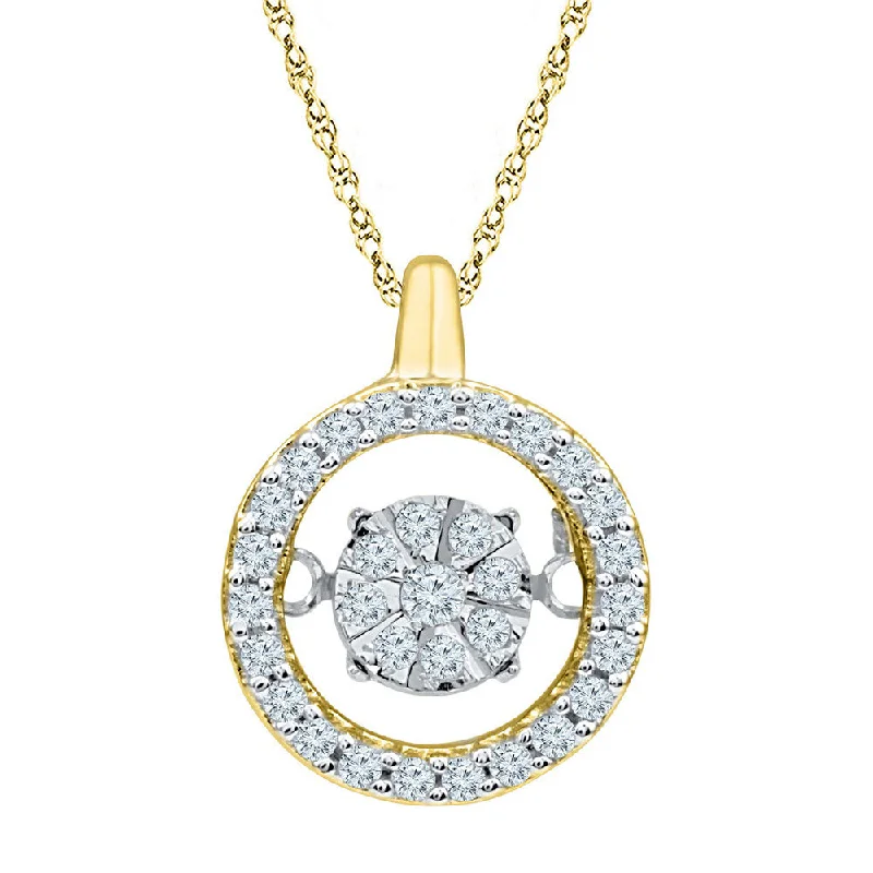 weathered silver necklace-10kt Yellow Gold Womens Round Diamond Dangle Pendant 1/5 Cttw