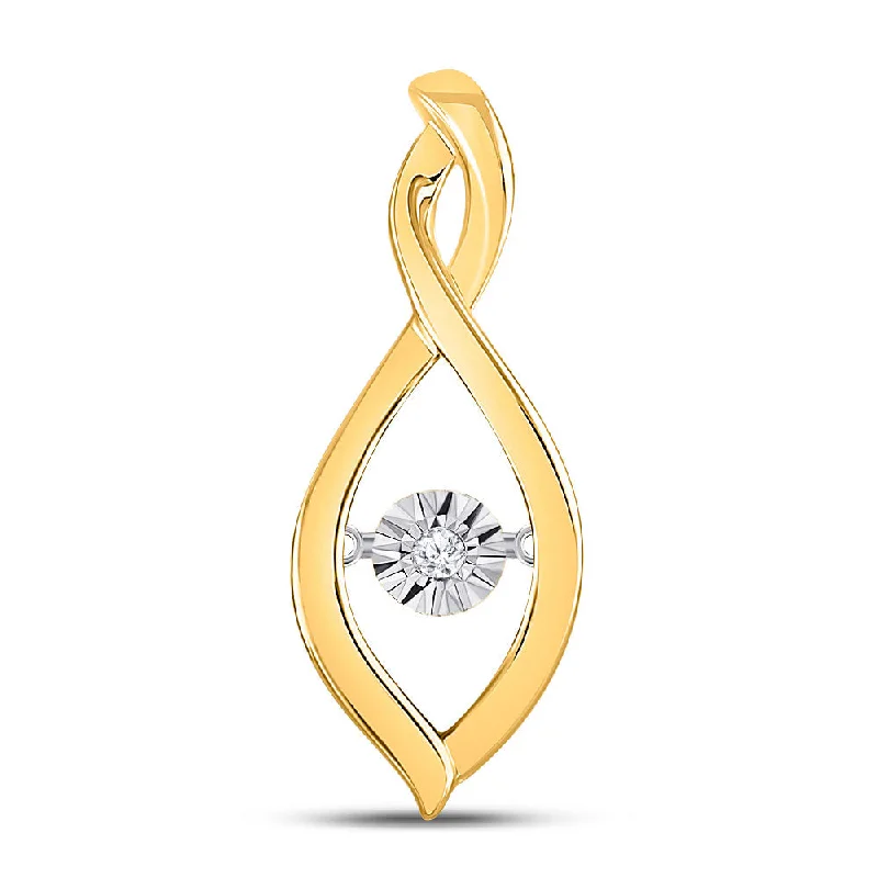 radiant drop necklace-10kt Yellow Gold Womens Round Diamond Moving Twinkle Solitaire Pendant .03 Cttw