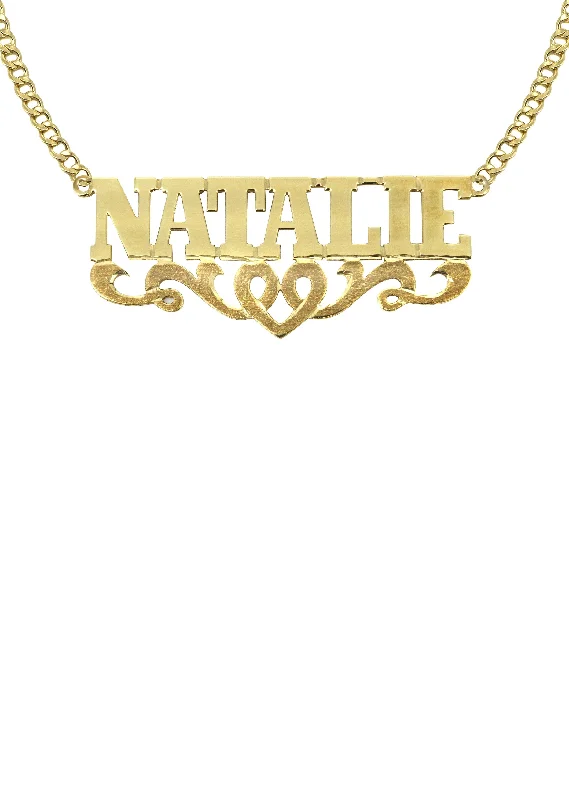 rugged sapphire necklace-14K Gold  Diamond Cut Name Plate Necklace | Style #120