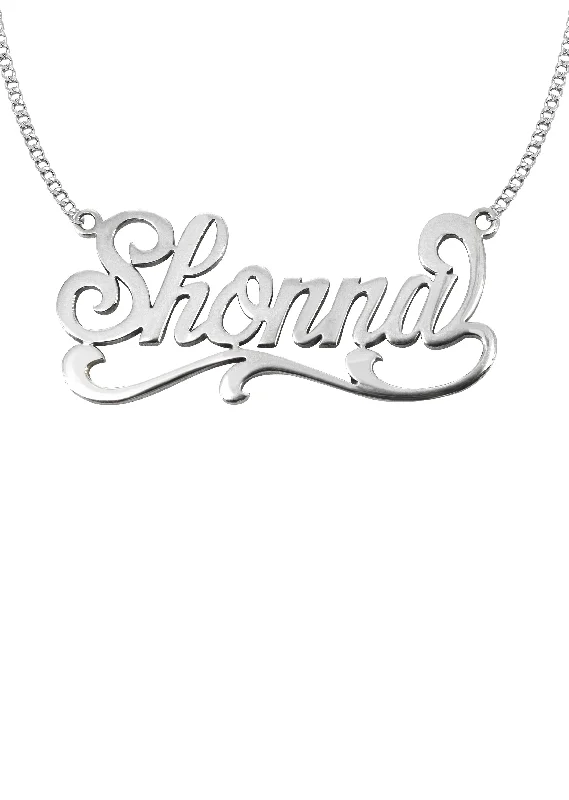 radiant drop necklace-14K White Gold Name Plate Necklace | Style #123