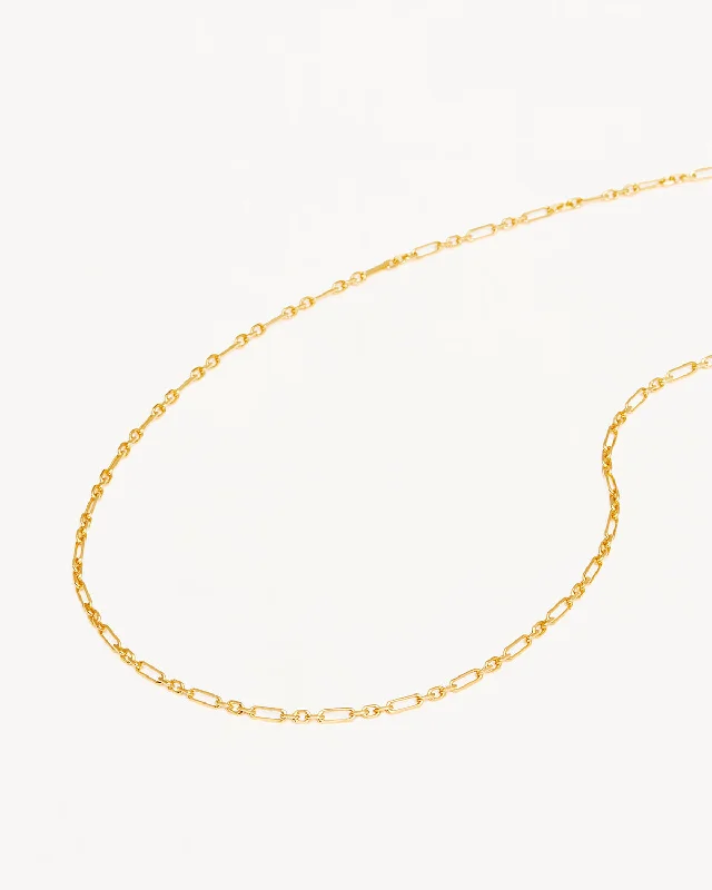 narrow gold necklace-18k Gold Vermeil 19" Mixed Link Chain Necklace