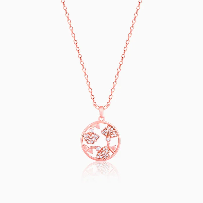 cast couple necklace-Rose Gold  Eyebright Pendant With Link Chain