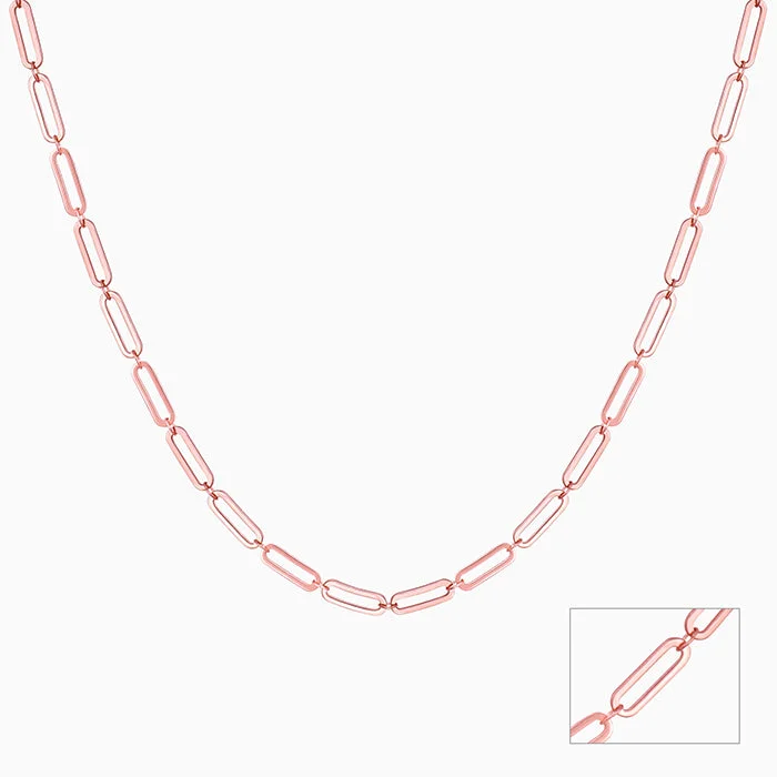 stretchable infinity necklace-Rose Gold Elongated Link Chain Necklace