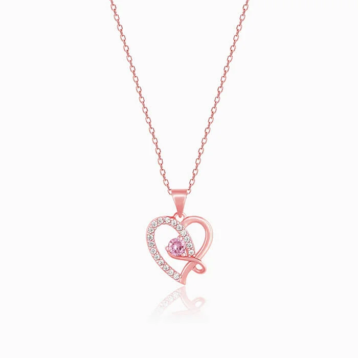 baroque emerald chain necklace-Rose Gold Music In My Heart Pendant with Link Chain