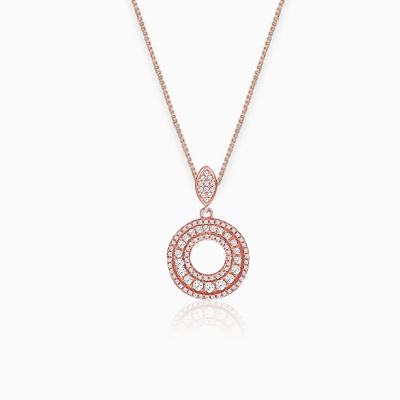 tendril charm necklace-Rose Gold Classic Pendant with Link Chain