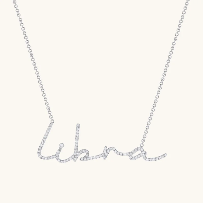 elegant lattice necklace-Cursive Diamond Name Necklace