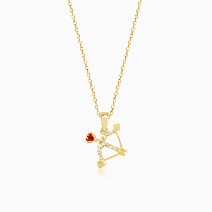 cosmic star necklace-Golden Arrow of Love Pendant with Link Chain