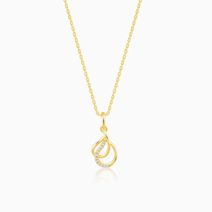 rover layered necklace-Golden Dual Pear Pendant with Link Chain