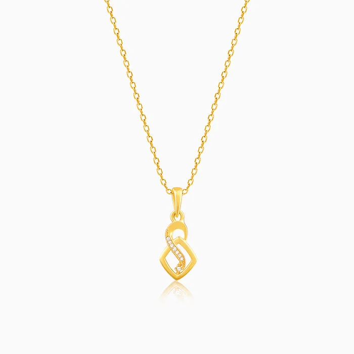 stretchable silver necklace-Golden Pretty Geometric Pendant With Link Chain