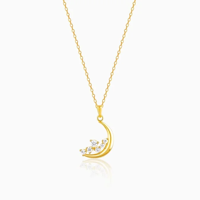 peridot drop necklace-Golden Romancing On The Moon Pendant with Link Chain