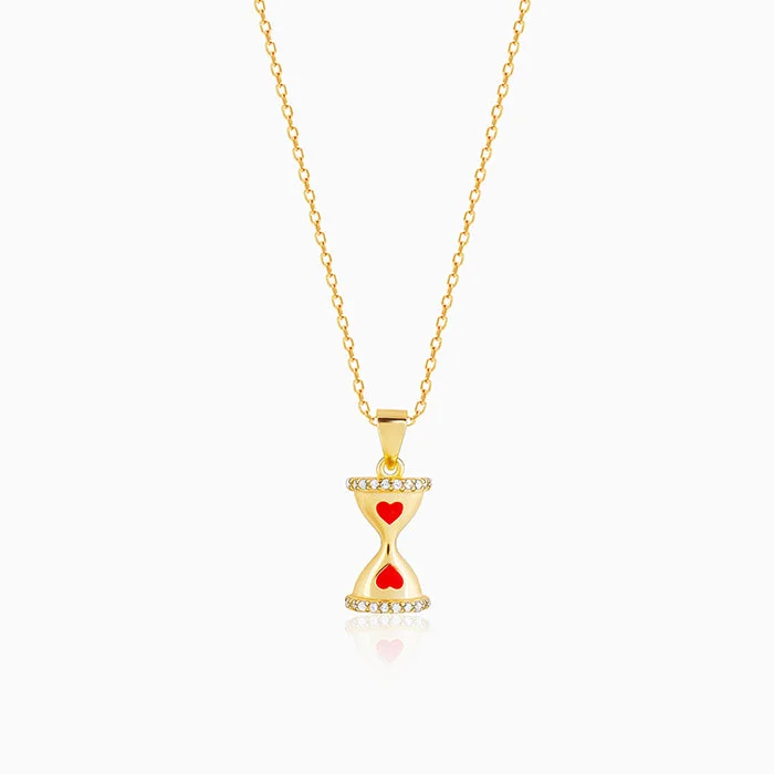 overlap chain necklace-Golden Time for Love Pendant with Link Chain