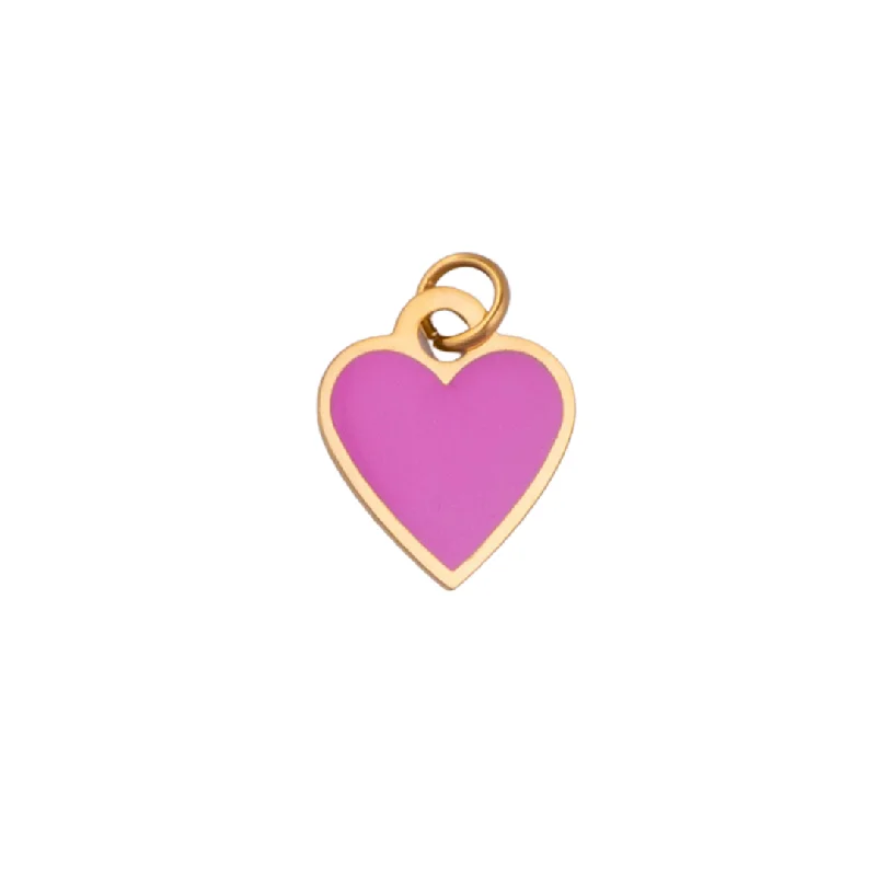 wave-shaped layered necklace-Heart Charm