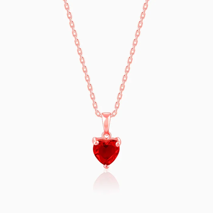 rover chic necklace-Rose Gold Loving in Red Pendant With Link Chain