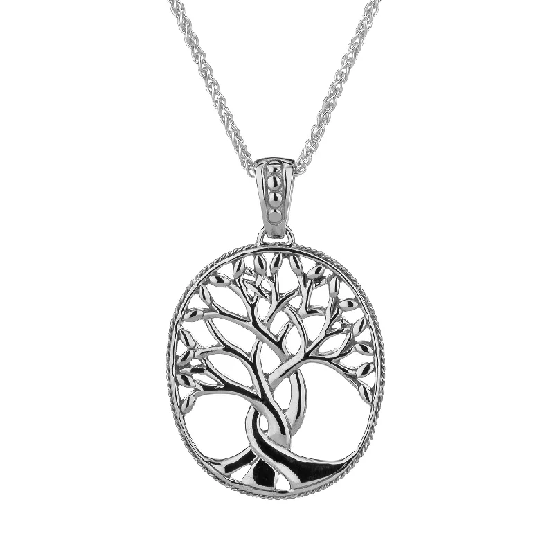 braided gold necklace-14K White Gold Tree of Life Pendant Large