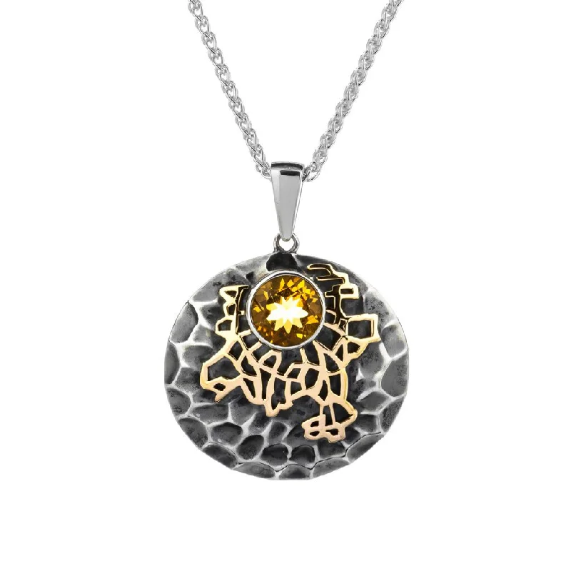 radiant pendant necklace-Silver and 10k Gold 'Earth' Element Pendant - Citrine