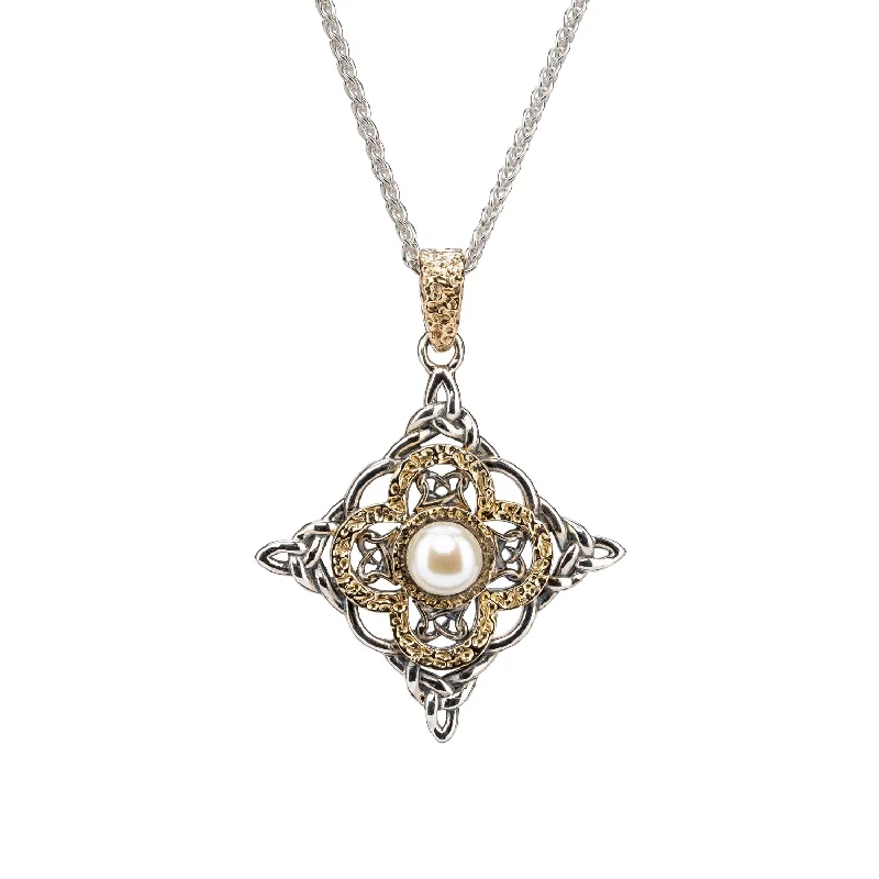 lavish pendant necklace-Silver and 10k Gold Aphrodite Pendant - White Fresh Water Pearl