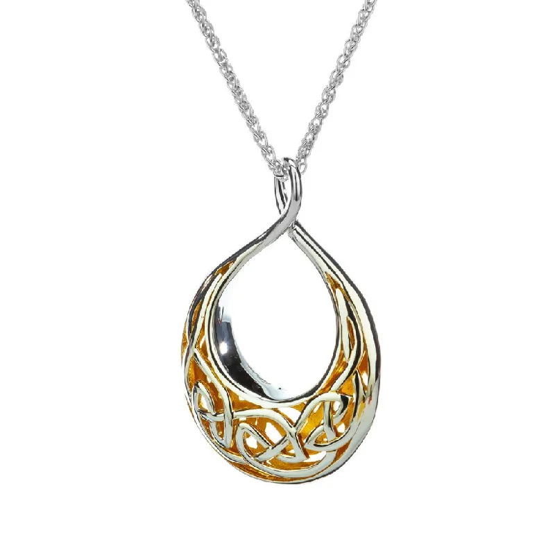 narrow pendant necklace-Silver with 22k Gold Gilding Window to the Soul Teardrop Pendant Large