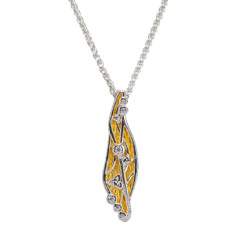 cast silver chain necklace-Silver with 23k Gold Gilding Celestial  Pendant - Cubic Zirconia