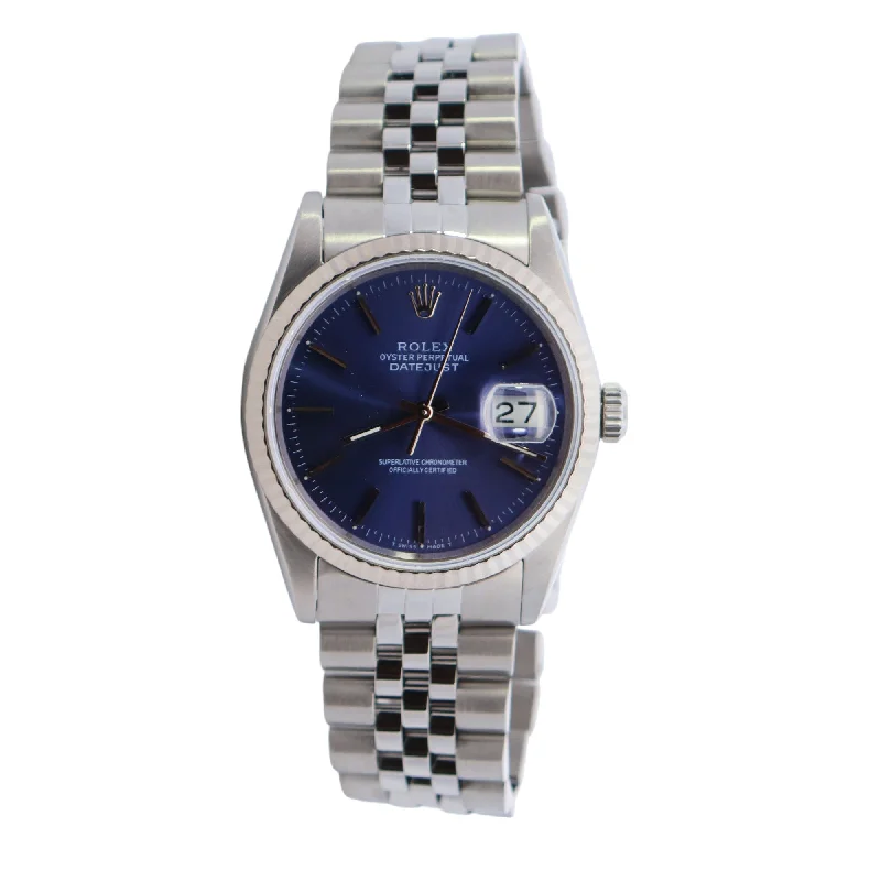 stretchable birthstone necklace-Rolex Datejust 36mm Blue Dial Watch Ref# 16234