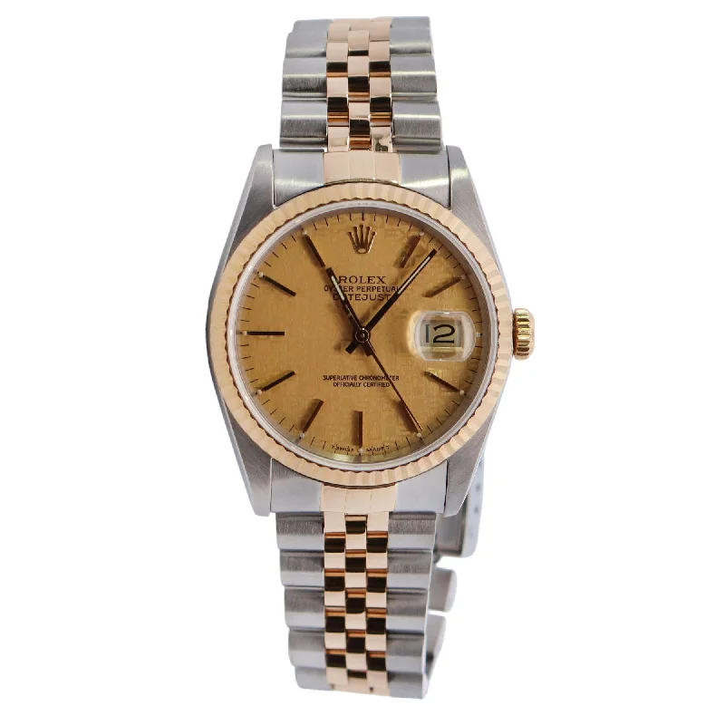 arched modern necklace-Rolex Datejust 36mm Champagne Dial Watch Ref# 16233