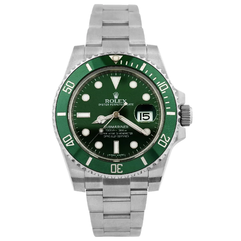 rugged sapphire necklace-Rolex Submariner 40mm Green Dial Watch Ref# 116610LV