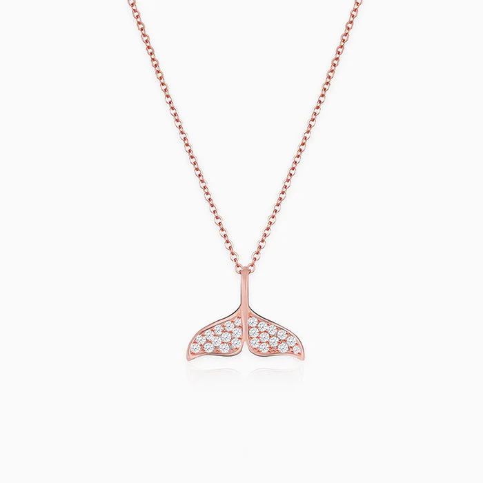 vine-inspired necklace-Anushka Sharma Rose Gold Dolphin Tail Necklace with Link Chain