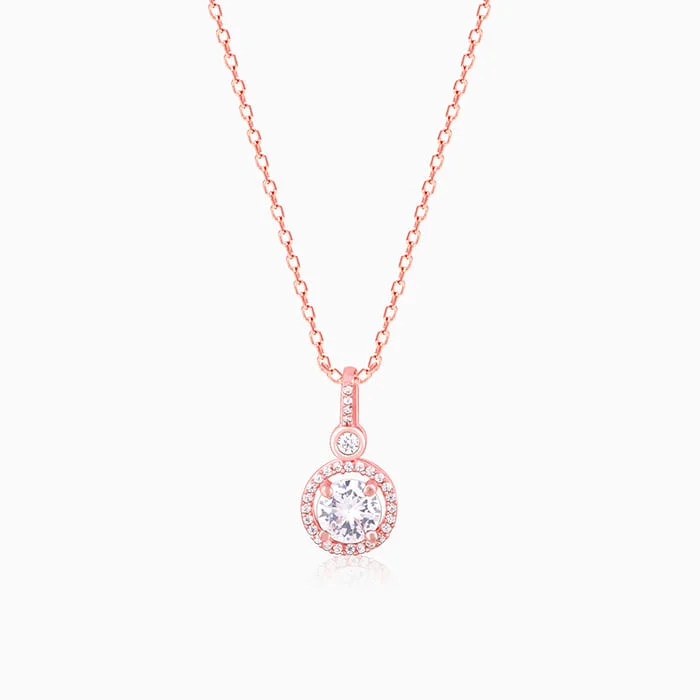 narrow birthstone necklace-Rose Gold Drizzle Drop Pendant With Link Chain